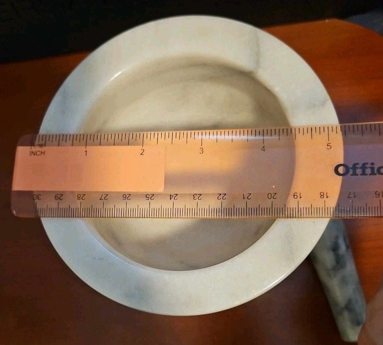 Elegant Vintage 90's White & Grey Marble Mortar & Pestle 5" X 4.25"