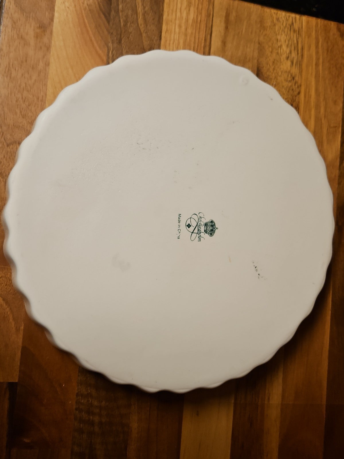 Vintage Christineholm Porcelain Rose Pie/Quiche Baking Dish w/ Scalloped edges