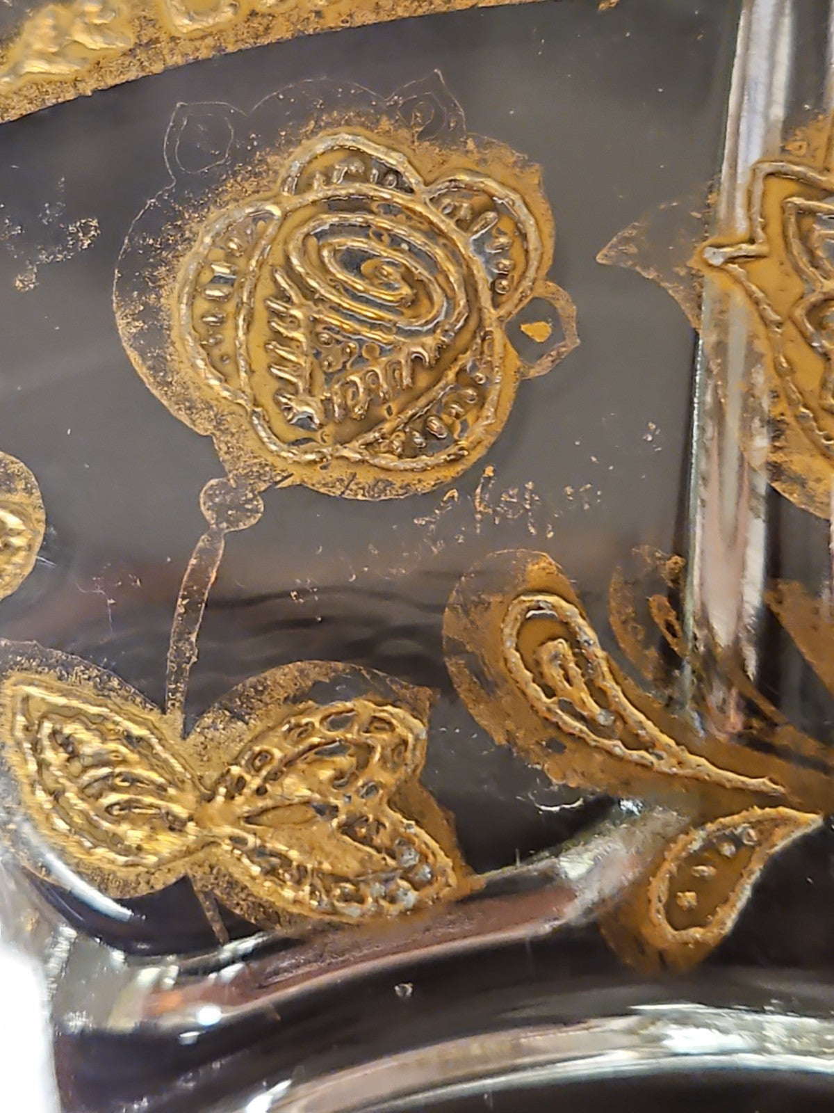 Vintage 1950'S Culver Glass 22K Gold Embossed Serving Plate, 11” Floral Design