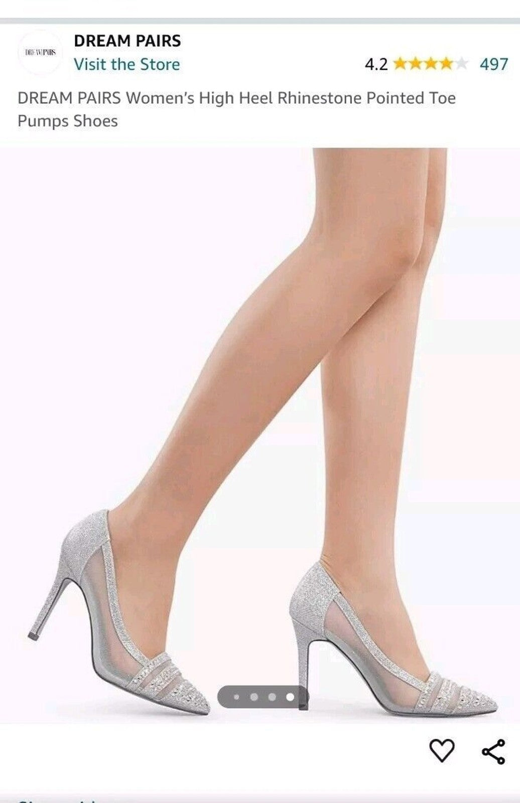 Womens Dream Pairs Silver Glitter Heels Evening Wear Size US 10. New