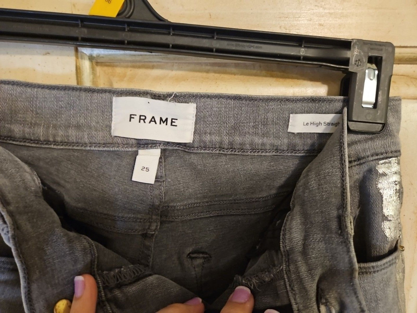 Frame Le High Straight Field Foil Tux Gray Womens Ankle Jeans Sz 25