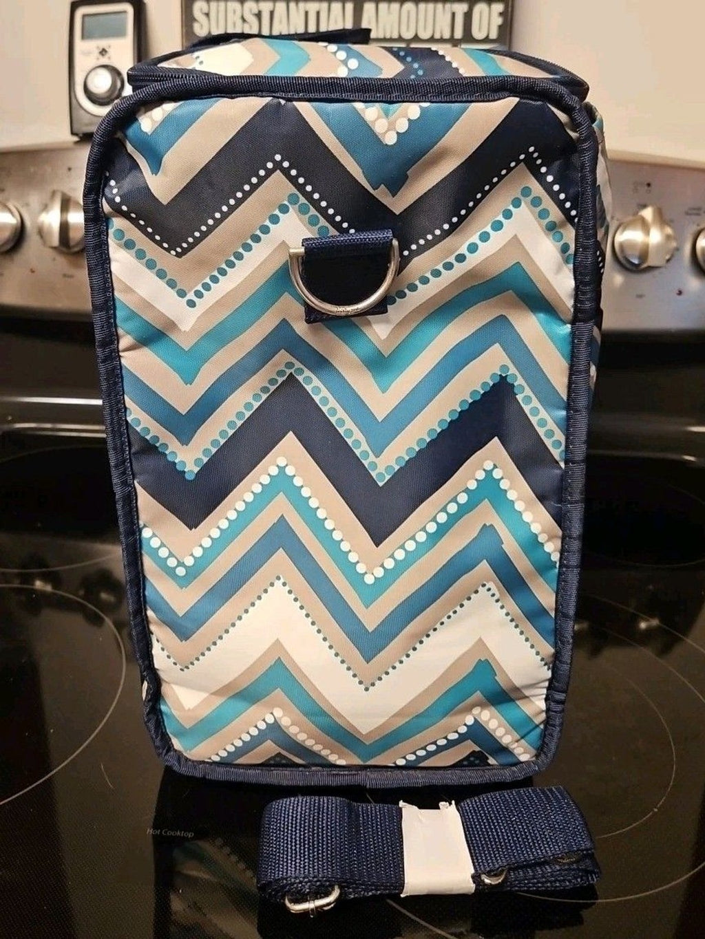 Thirty One Thermal On The Double Set In Teal & Blue Dotty Chevron EUC - Clean!