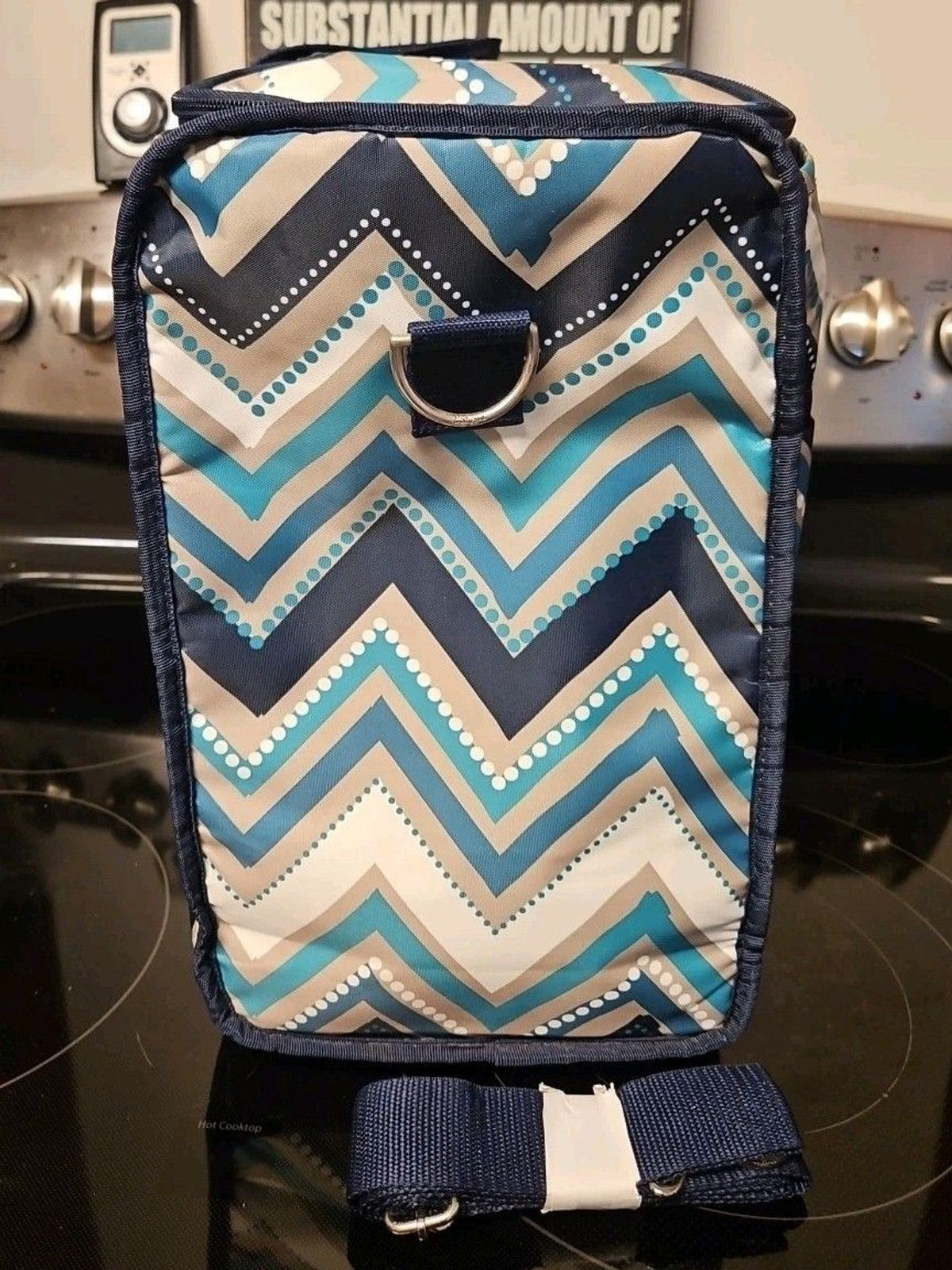 Thirty One Thermal On The Double Set In Teal & Blue Dotty Chevron EUC - Clean!