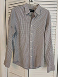 Abercrombie & Fitch Men's Grey White Checked Long Sleeve Button Down Shirt Sz L