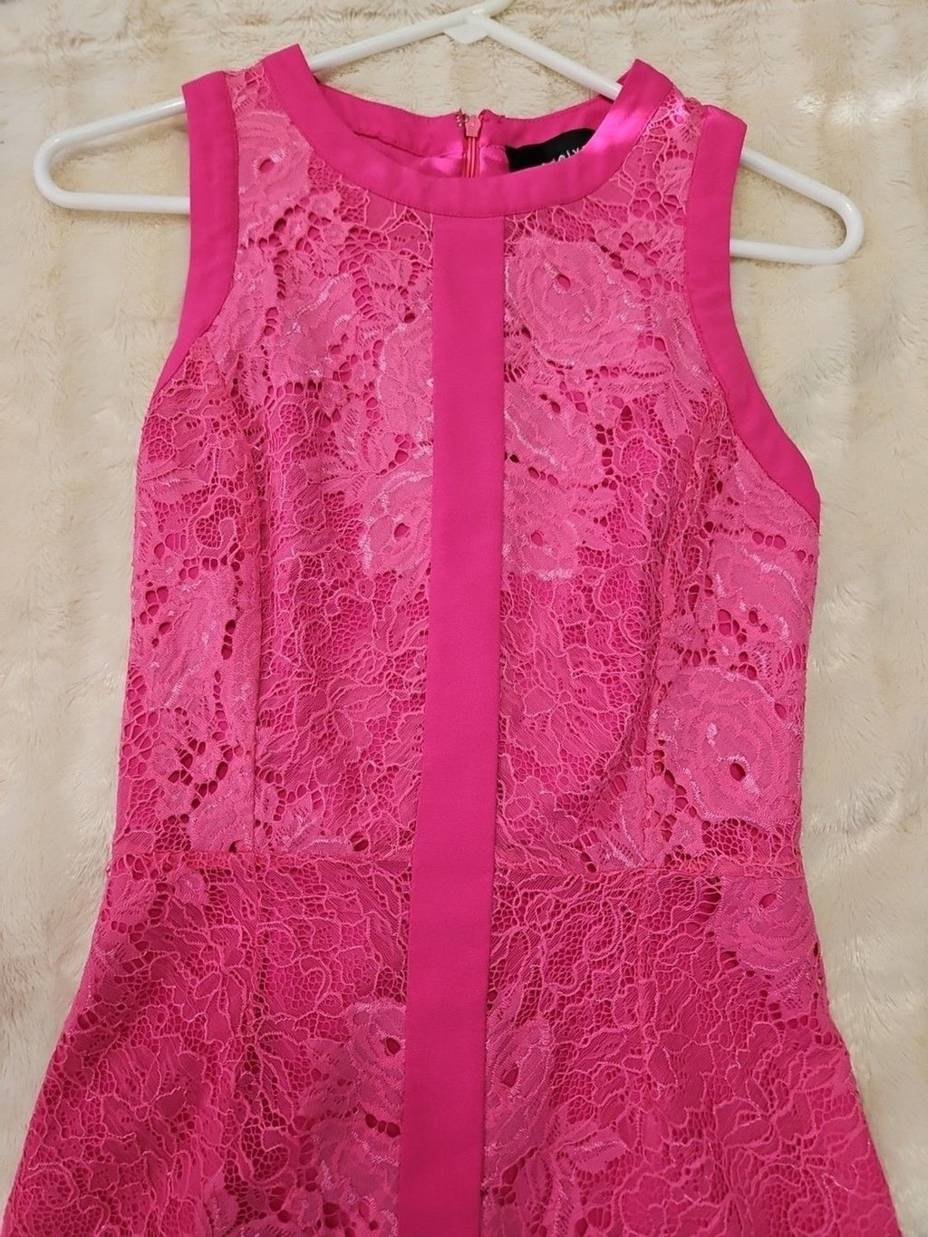 Adelyn Rae Pink Lace Dress High Low Hem Women's Size Small