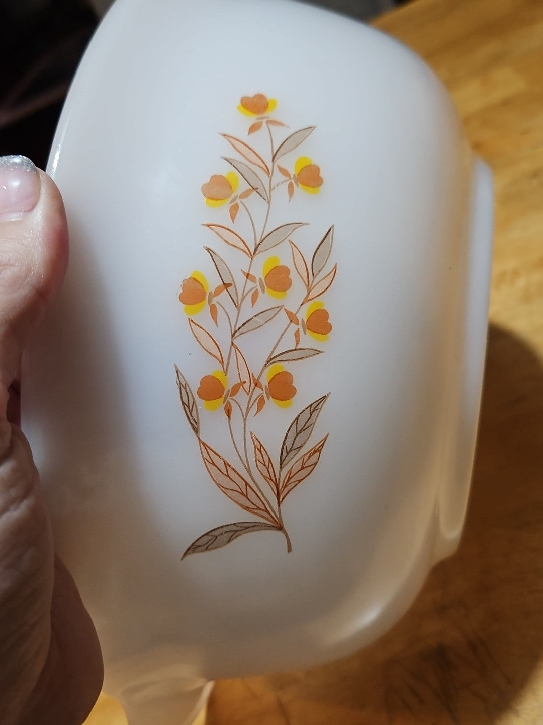 Vintage Glasbake Autumn Leaf Jewel Tea China 4 Qt Cinderella Mixing Bowl J-2357
