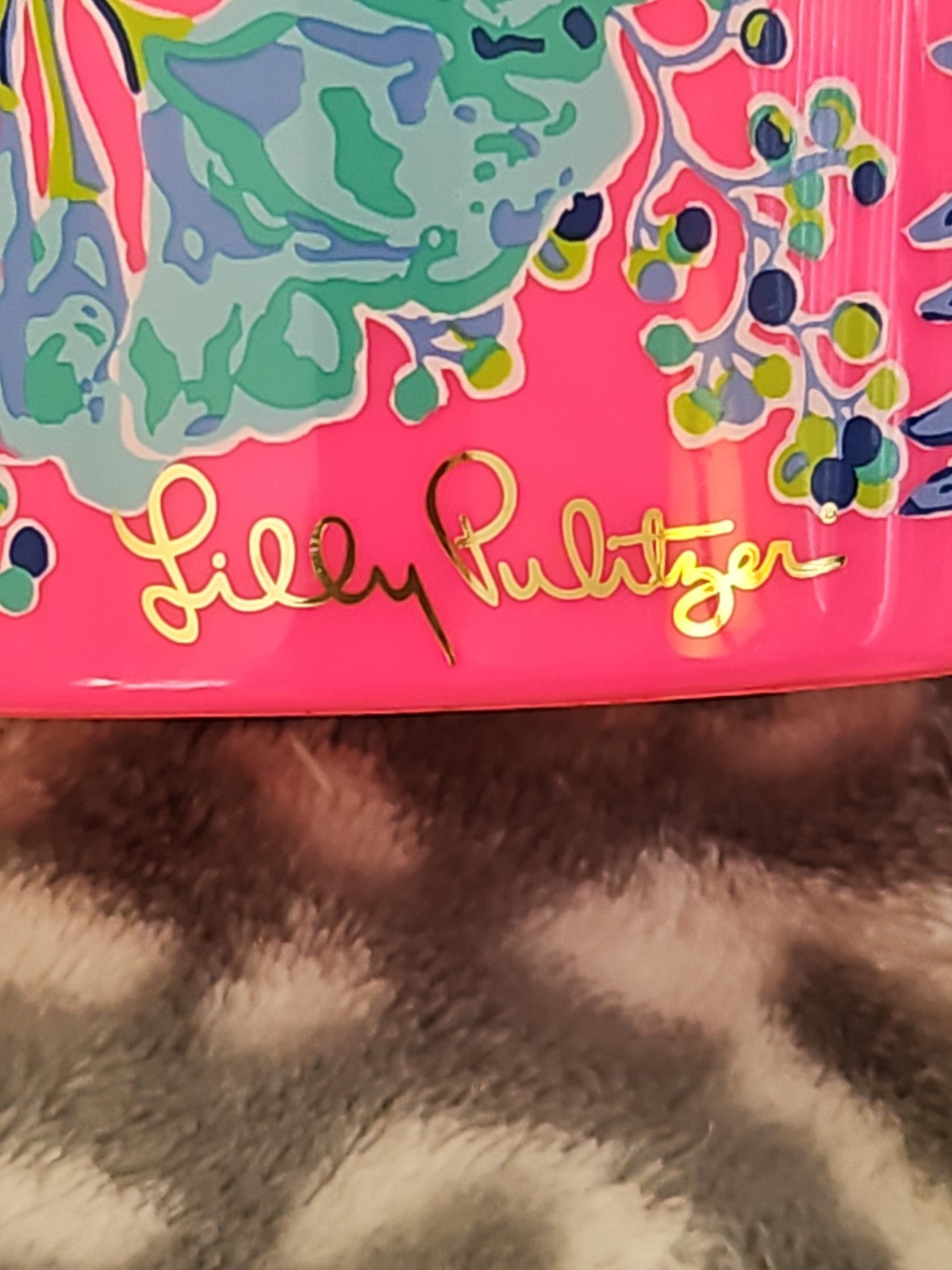 Lilly Pulitzer Tumbler With Straw Lil Earned Stripes Zebra Pink 24 oz. EUC