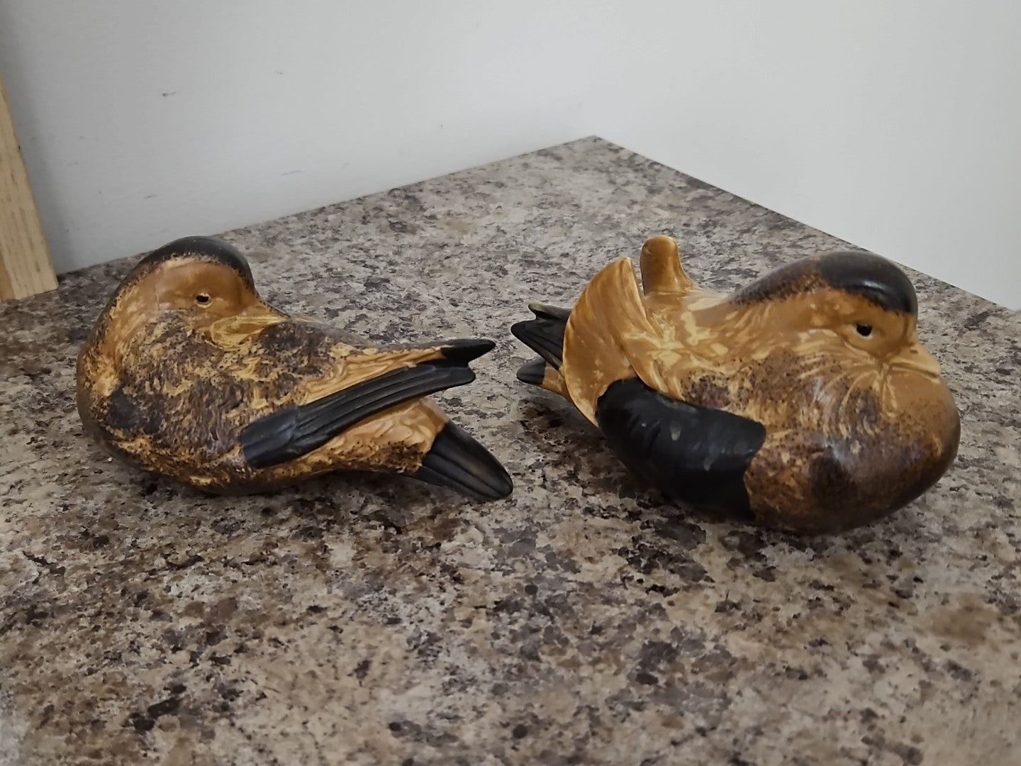 Vintage Andrea by Sadek Brown Black Sitting Doves Birds Ducks Figurines Lot Of 2