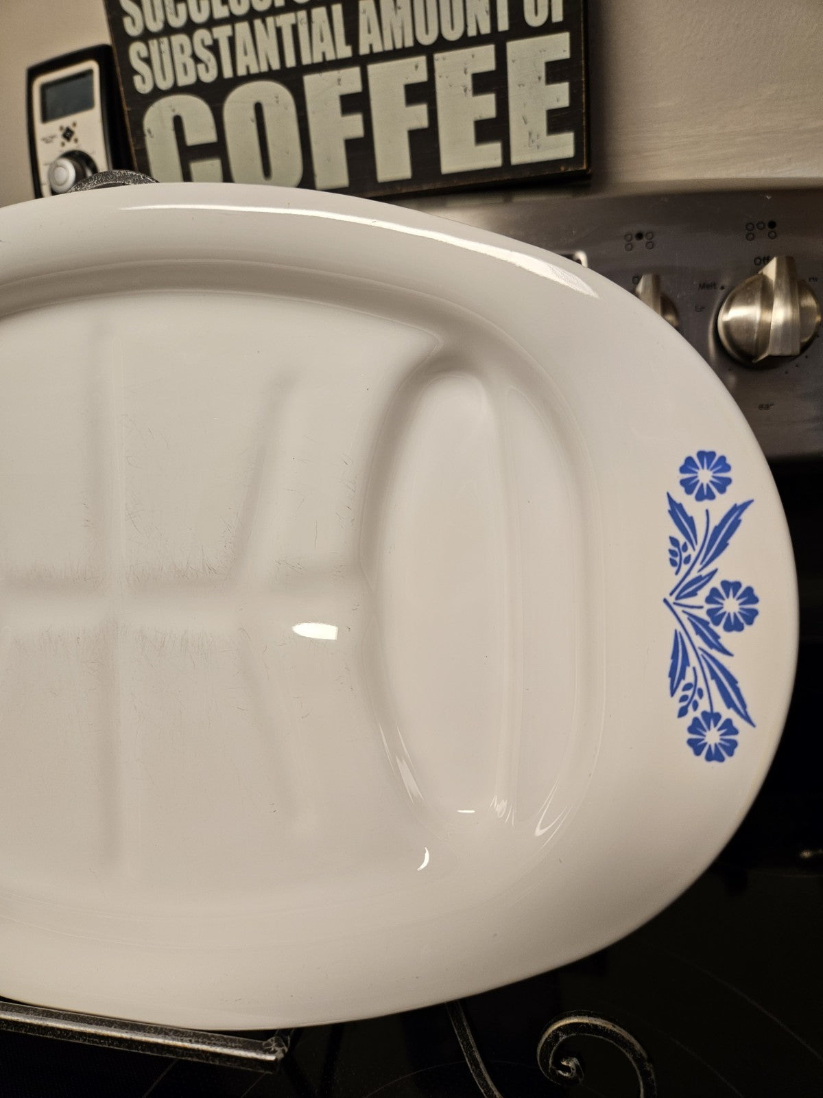 Vintage Corning Ware Blue Cornflower P-19 Meat Platter 16.5" EUC