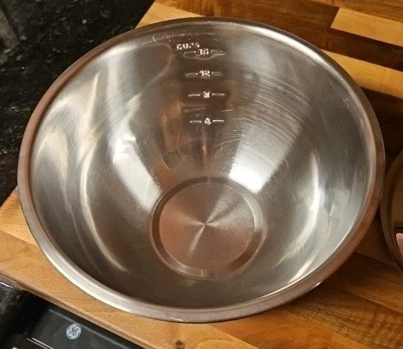 Stainless Steel 16-Cup Mixing Bowl W/ Measurement Markings In Cup & ML Unbranded