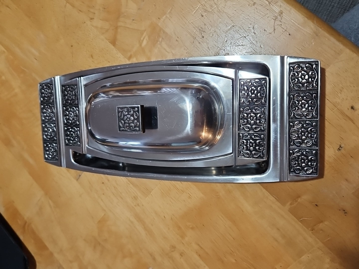 Stanley Roberts Velvet Pattern Stainless Steel Butter Dish & Condiment Platter