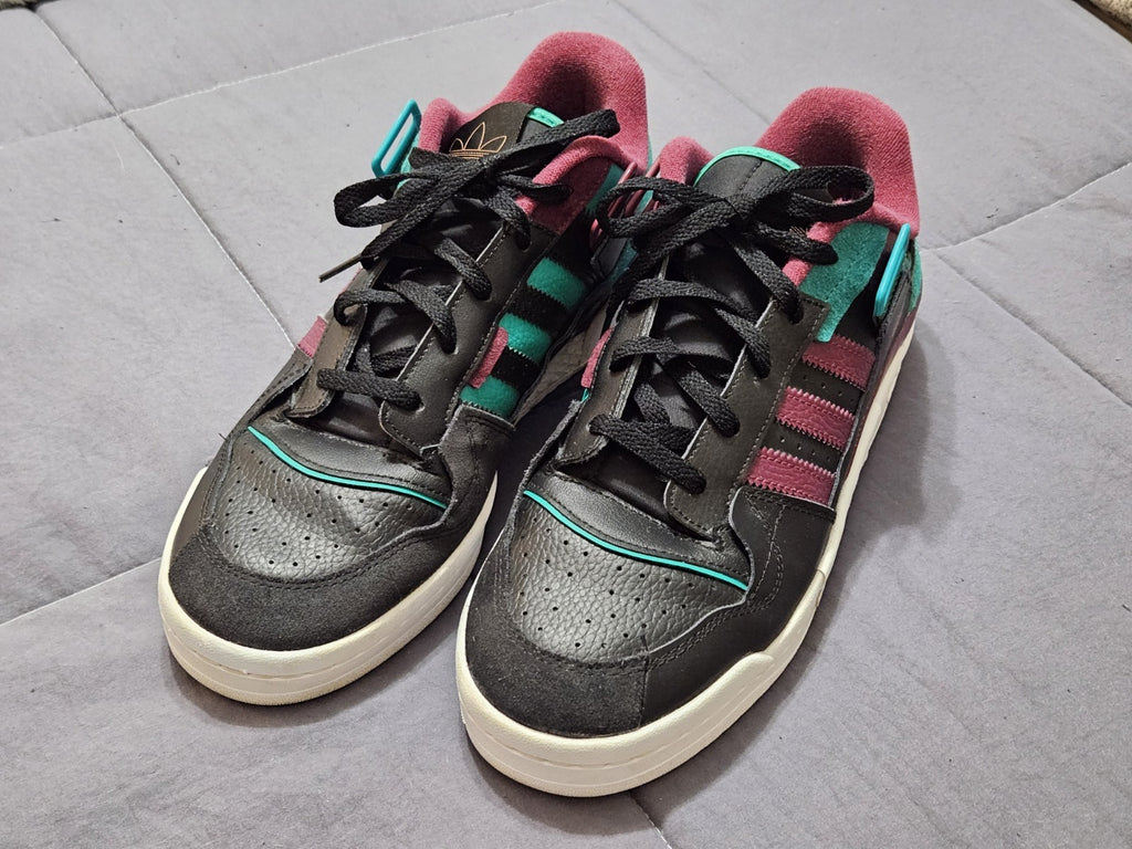 Adidas Forum Exhibit Low Black Victory Crimson Glory Green Sneakers Sz 10.5