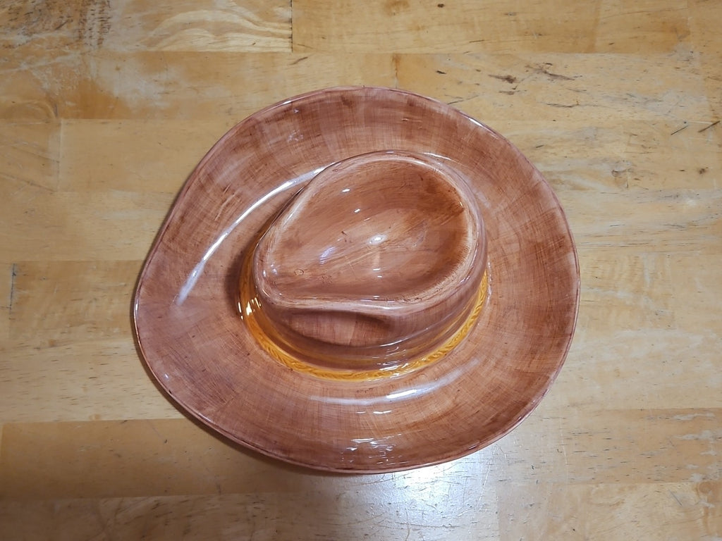 Vintage 1993 Boston Warehouse Trading Cowboy Hat Ceramic Chip & Dip Tray Mint