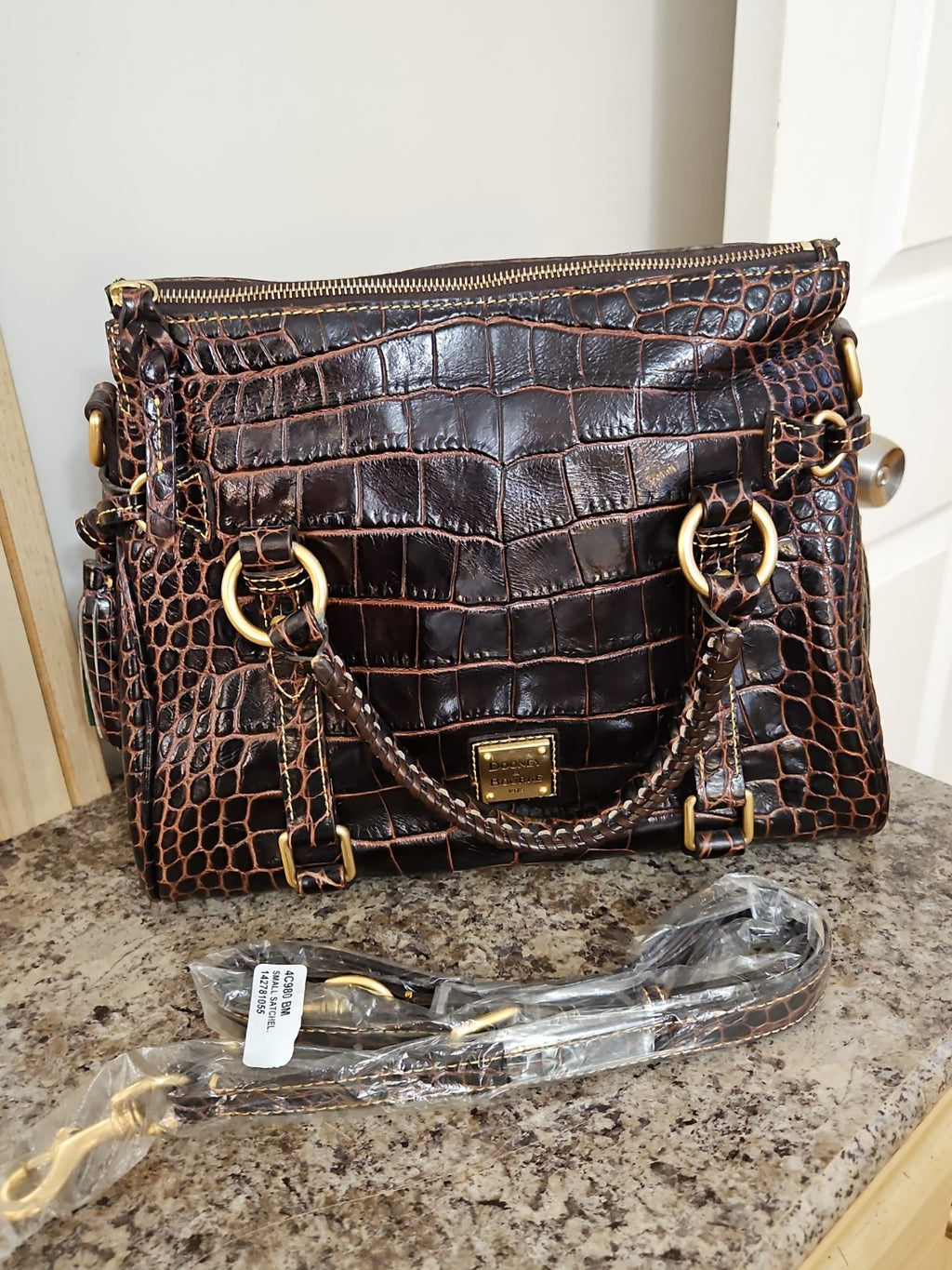 Y2K Dooney & Bourke Croco Fino Leather Satchel Brown T Moro Near Mint