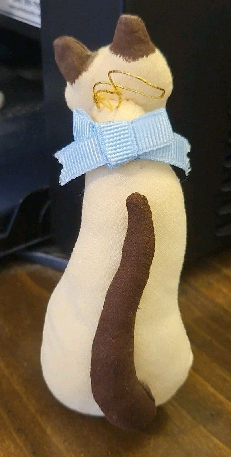 Vintage Stuffed Siamese Cat Ornament 5”