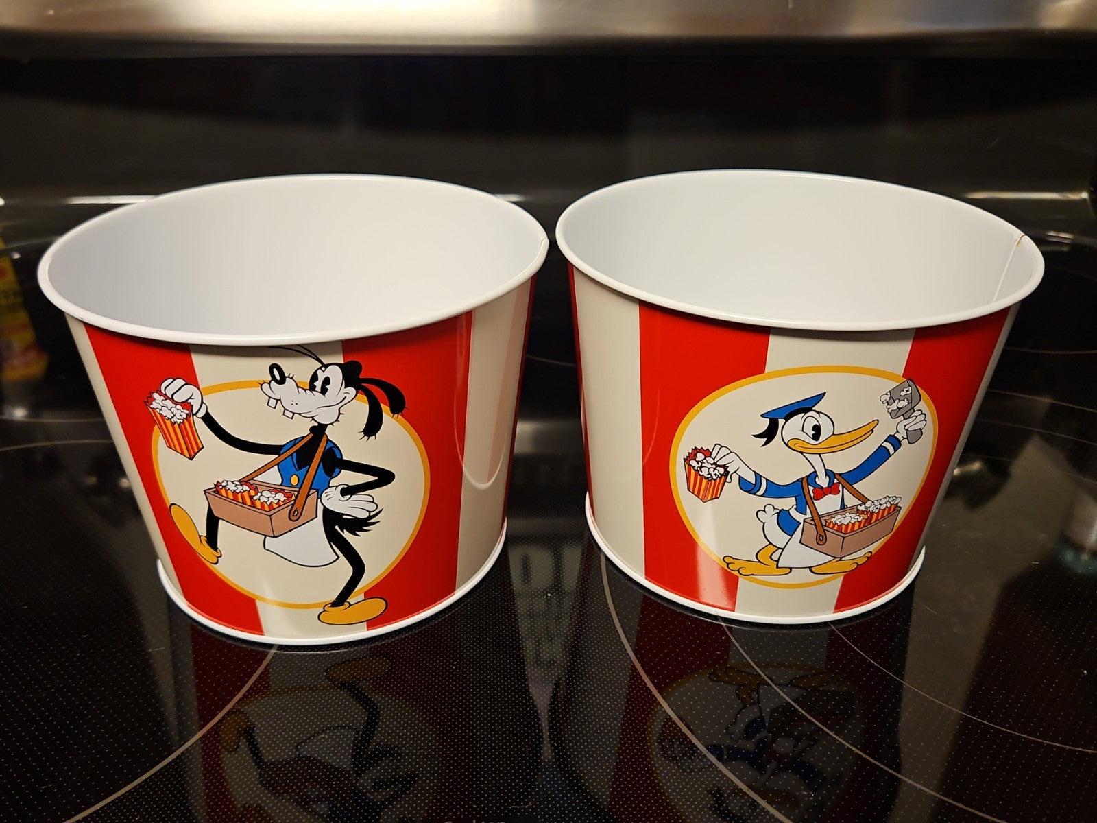 Disney Vintage Popcorn Buckets Set Of 5 New Mickey Metal