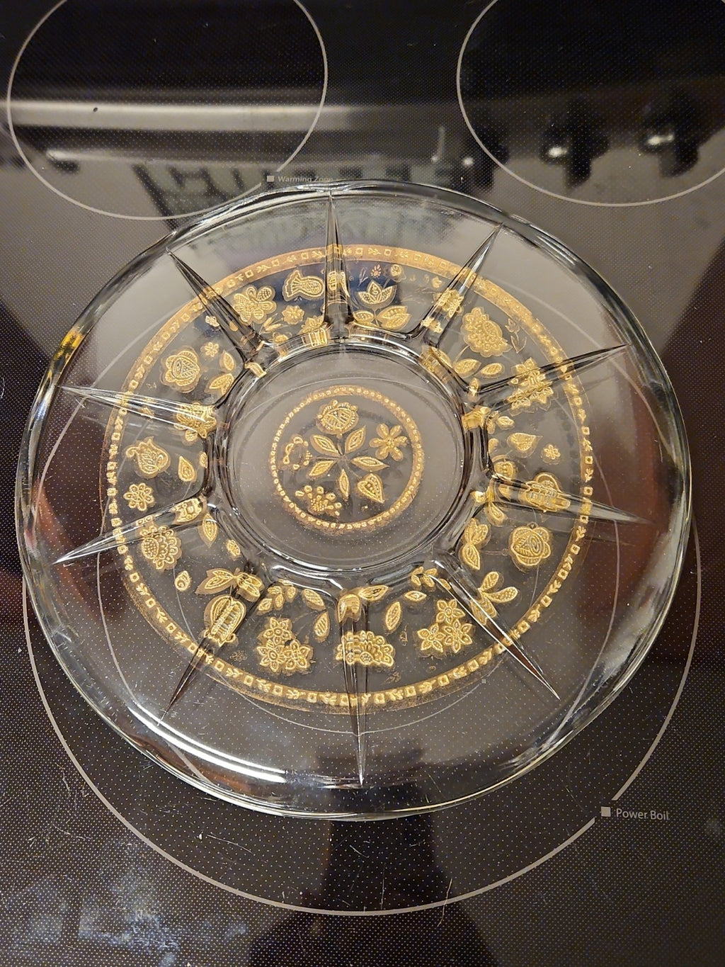 Vintage 1950'S Culver Glass 22K Gold Embossed Serving Plate, 11” Floral Design
