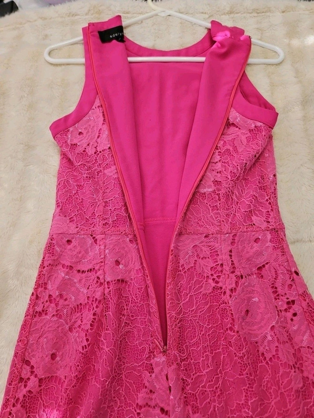 Adelyn Rae Pink Lace Dress High Low Hem Women's Size Small