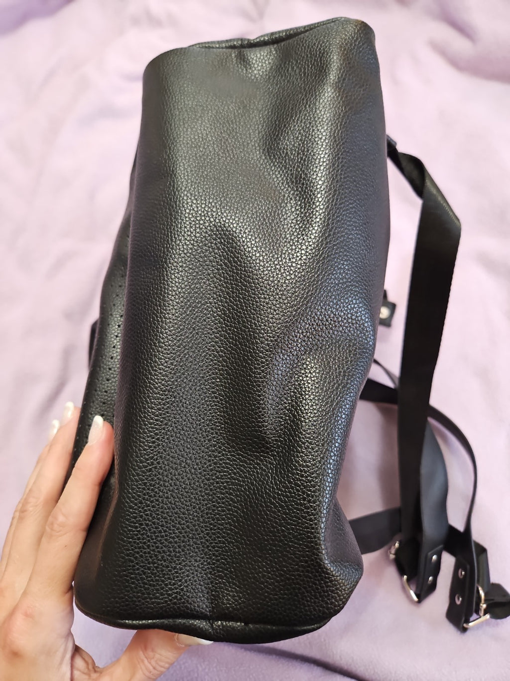 Disney Mickey Mouse Icon Flair Pin Black Faux Leather Backpack Retired Style