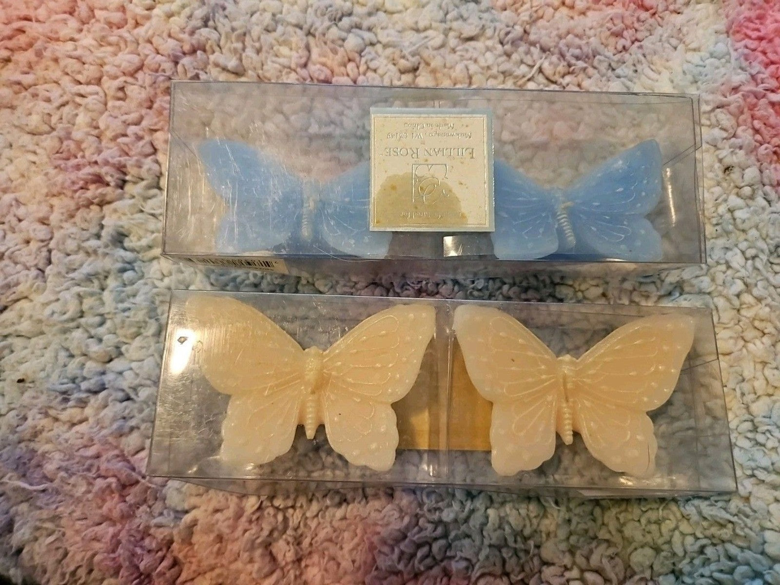 Set Of 4 Lillian Rose Butterfly Candles Pink & Blue NIB