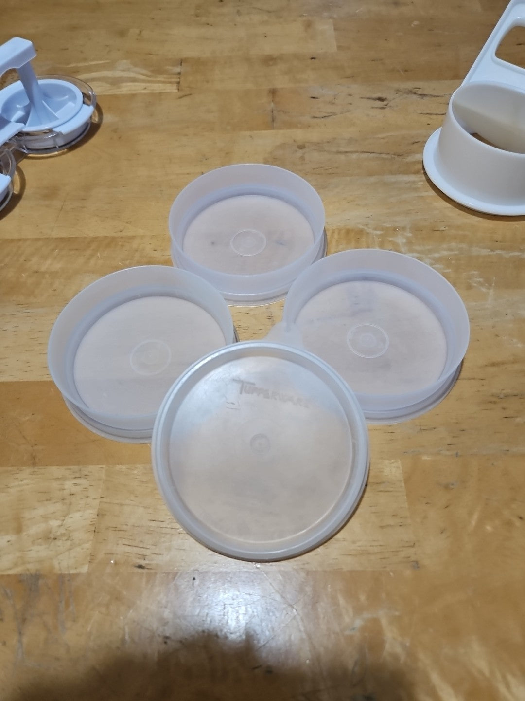 Vintage Tupperware Set of 3 Hamburger Keepers #882 W/ Lid, Press & Slider Press