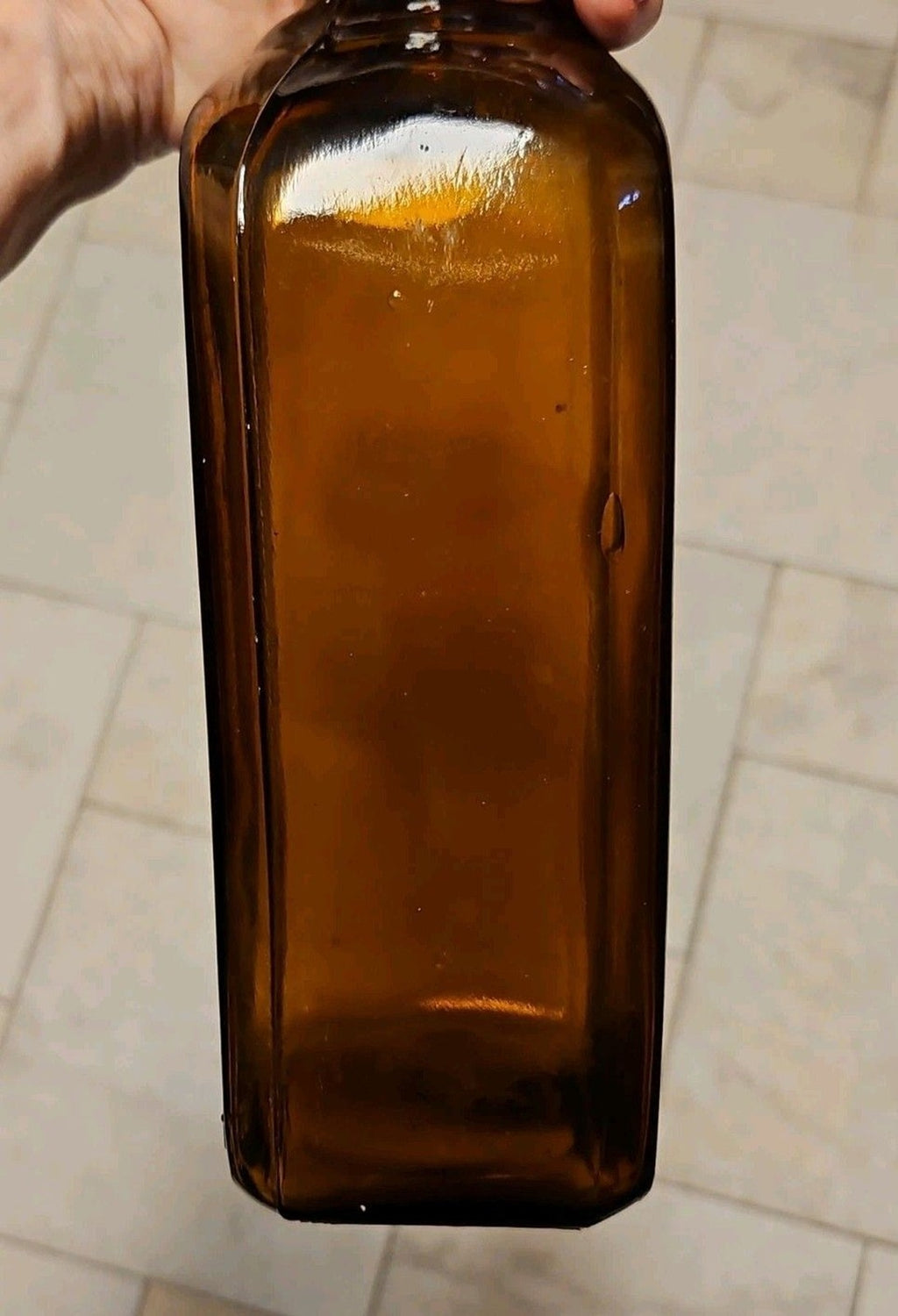Vintage M. Salzman Co. Purity Above All Brown Amber Hand Blown Whiskey Bottle