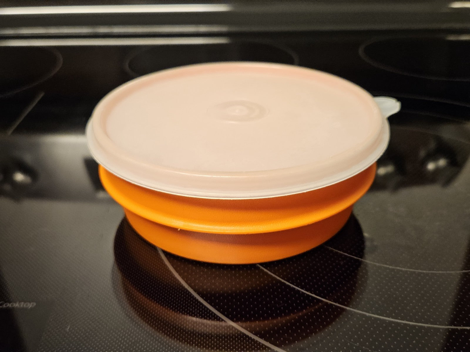 Vintage Tupperware Seal N Serve Storage Container Sheer Lid 238 Orange Bowl 1356