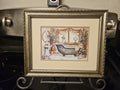 Vintage Style Janet Kruskamp Framed Art Print Clawfoot French Bathtub 9.5"x11.5"