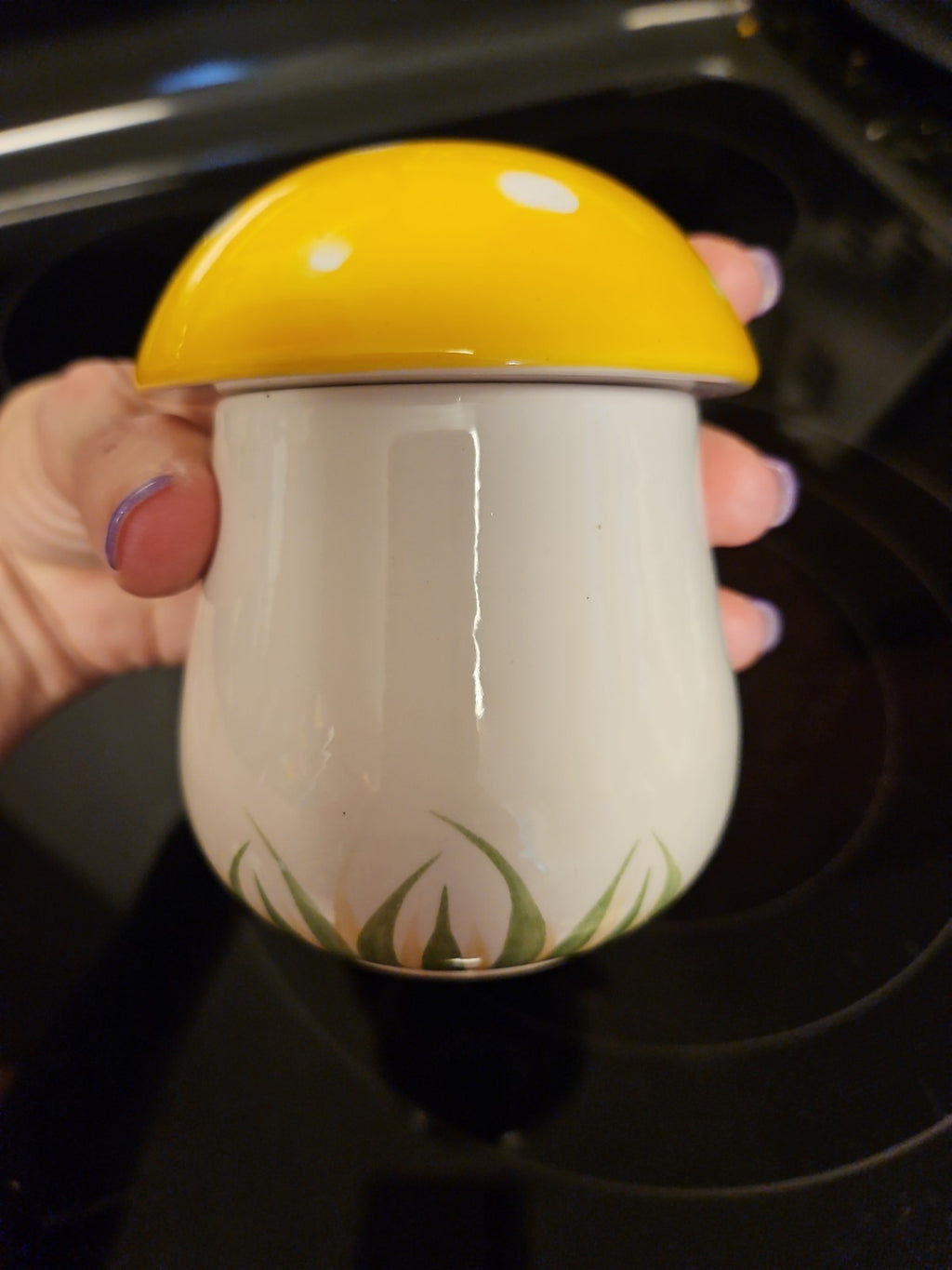 Vintage MCM Pride Creations Ceramic Mushroom Candle Holder 4" X 3" EUC W Sticker