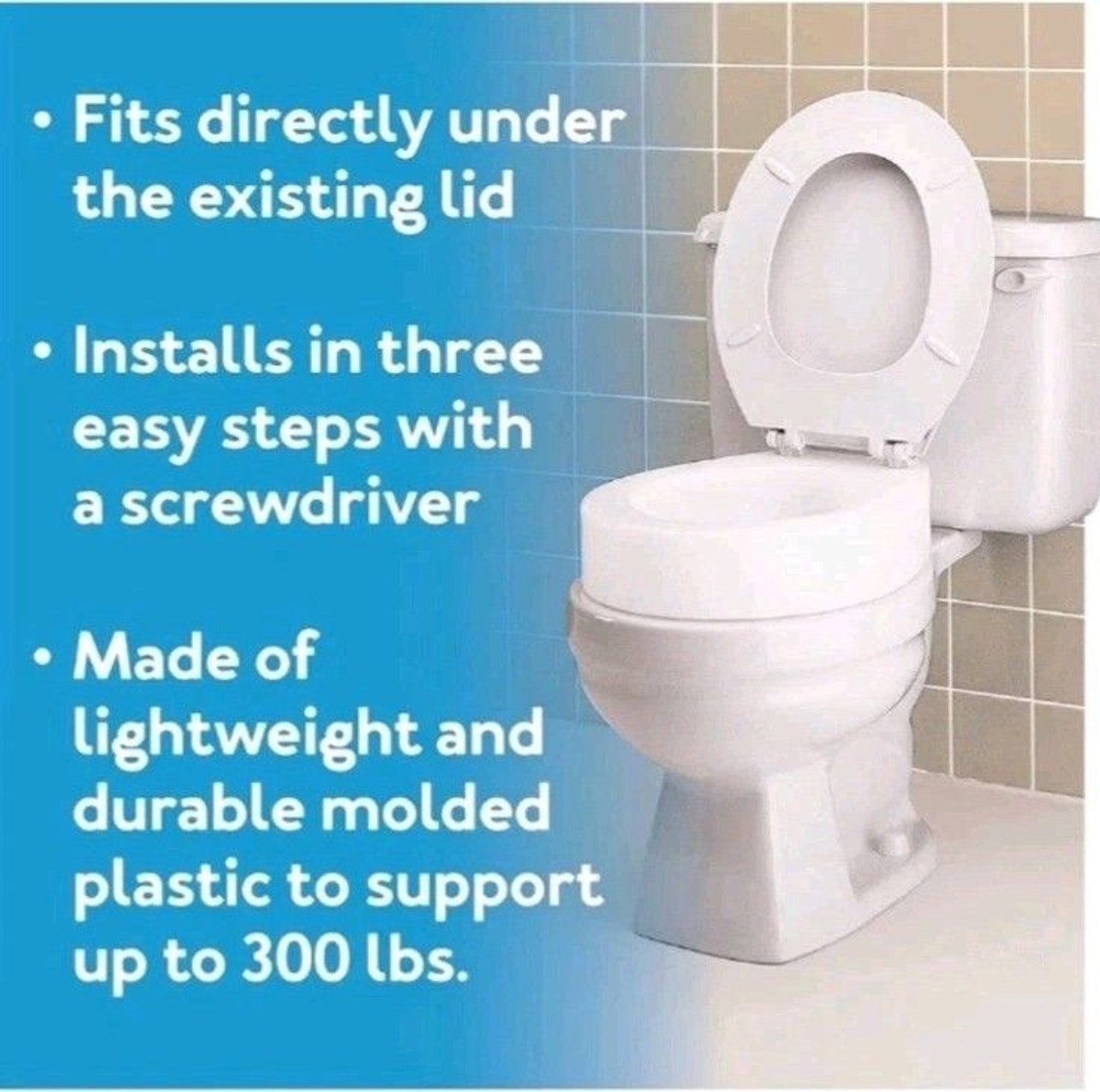 NIB Carex Toilet Seat Riser Elongated Raised Toilet Seat Adds 3.5 in to Toilet