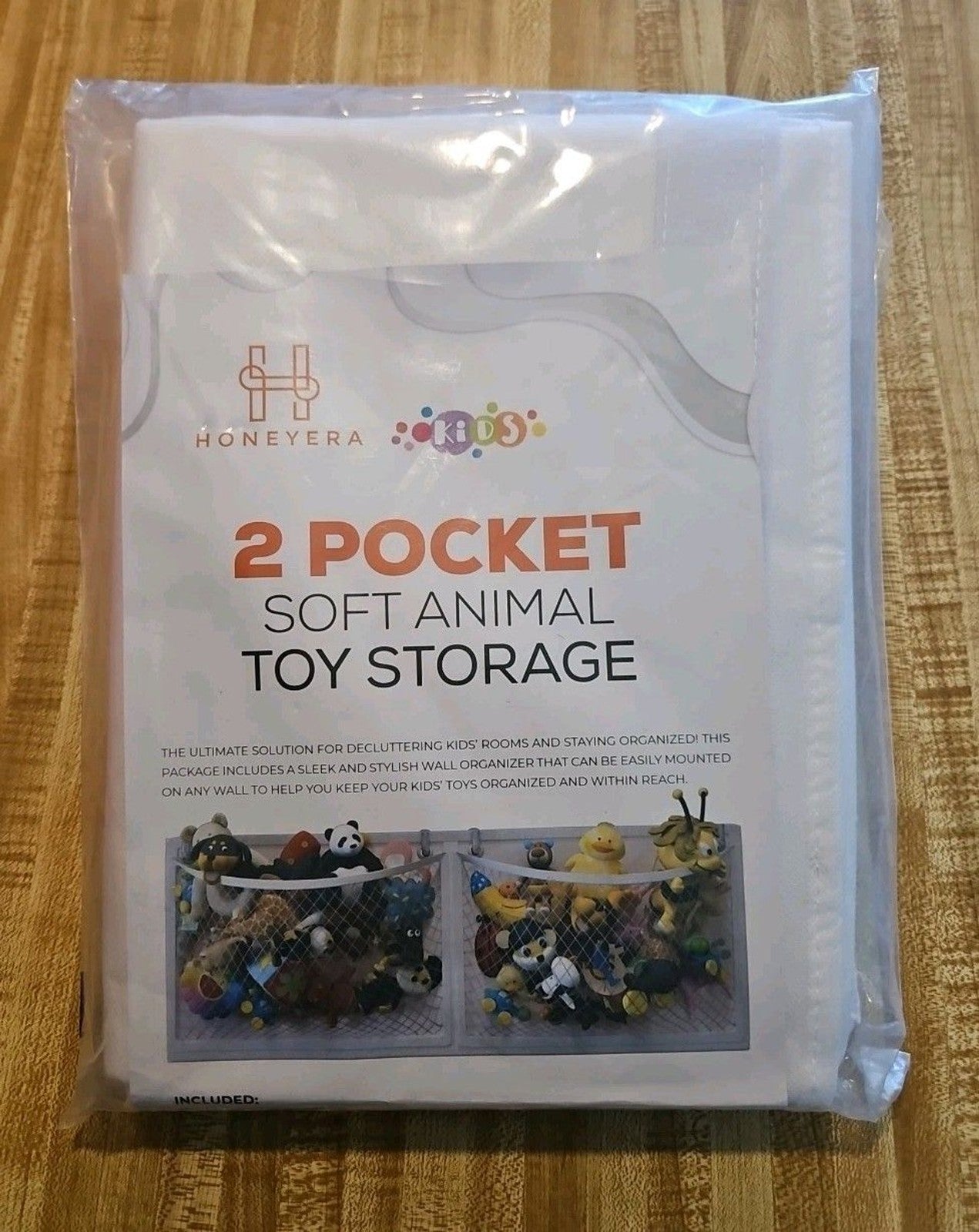Brand New Sealed Package 2 Pocket Soft Animal Toy Storage by Honeyera - White