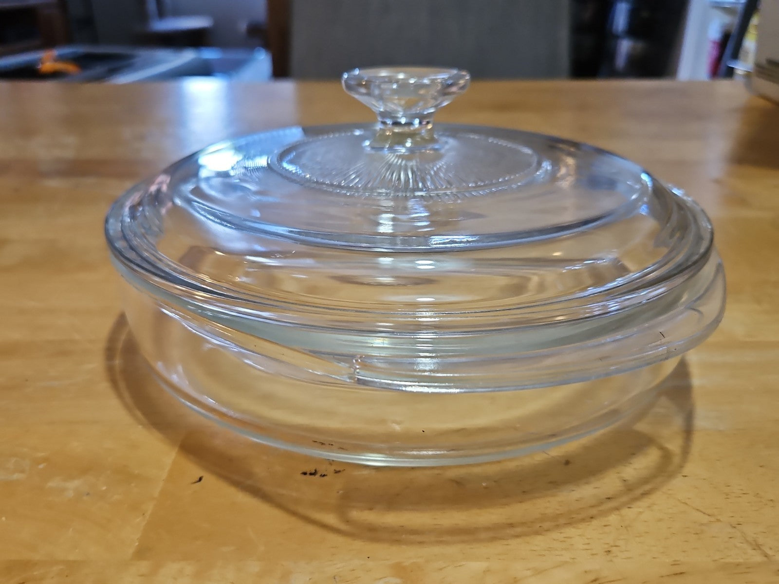 Vintage Pyrex Clear 8.5” Deep Dish Casserole Baking Dish #221 W Lid #G-1-C