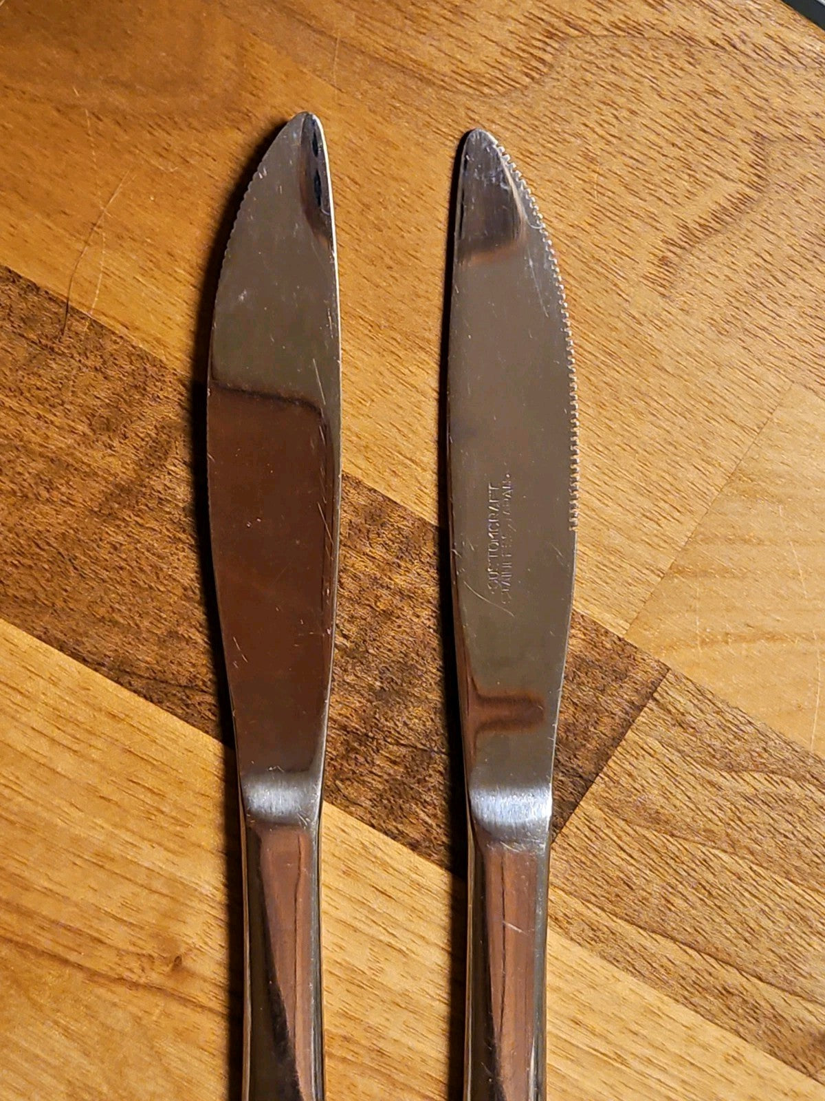 Vintage CustomCraft Stainless Steel Flatware CUS10 5 Pc Service For 2 Roses