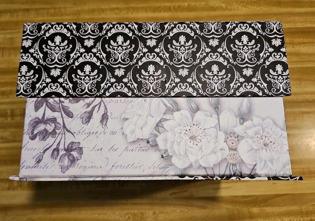 Elegant Storage Box Grey & Black Paris Art Nouveau Live Laugh Love 9"x9"x5"