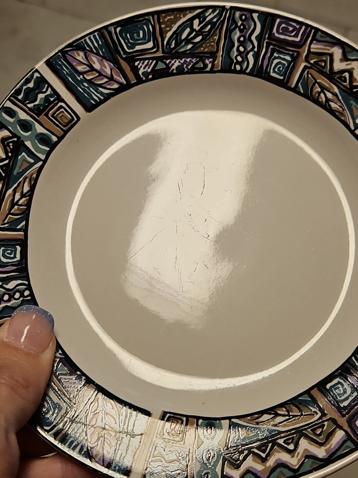 Set of 4 Gibson Foley Southwest Tribal Style Salad Dessert Plates 6.75" EUC