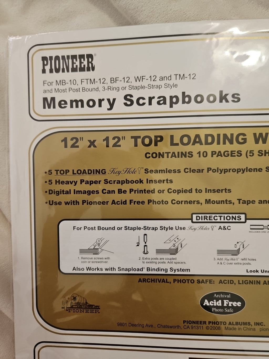 12x12 Pioneer RMW-5 Top Loading Page Protectors Refill Post-Bound NIP