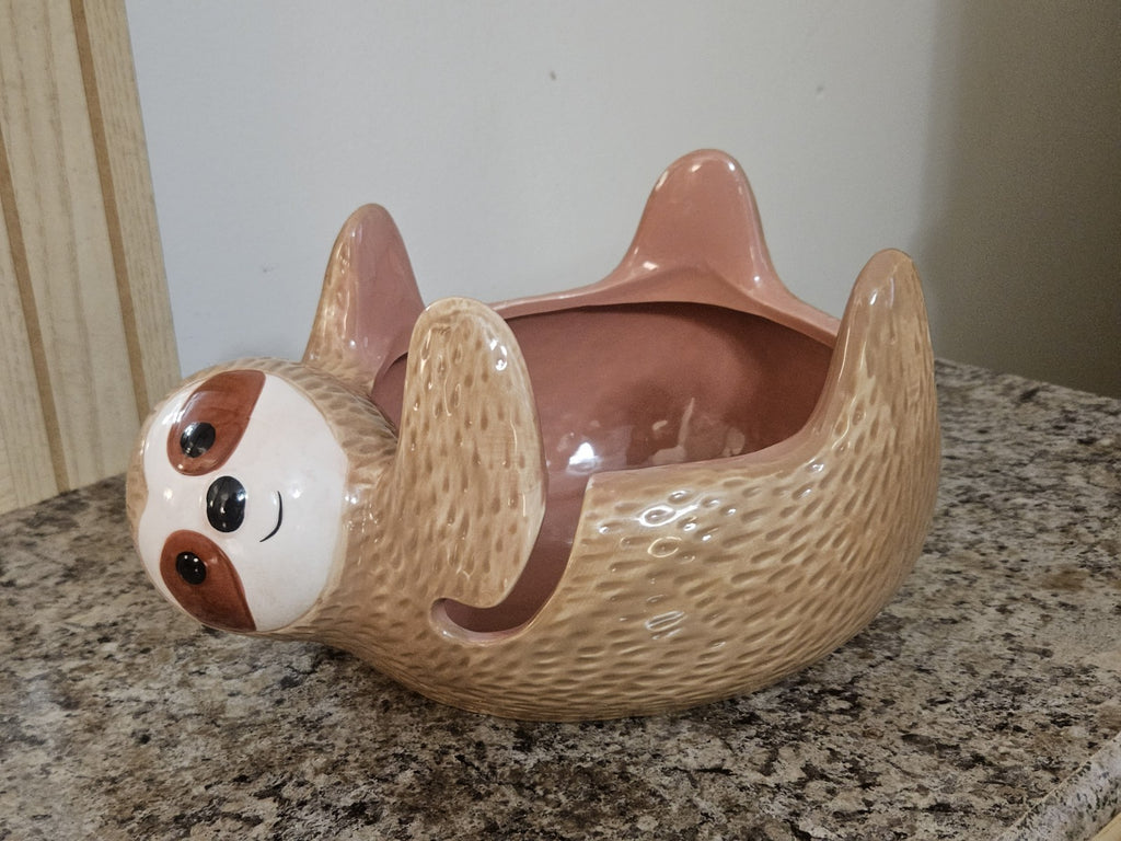 Ceramic Sloth Yarn Holder / Yarn Bowl - So Cute! Measures 9.5"x7.5"x5.5"