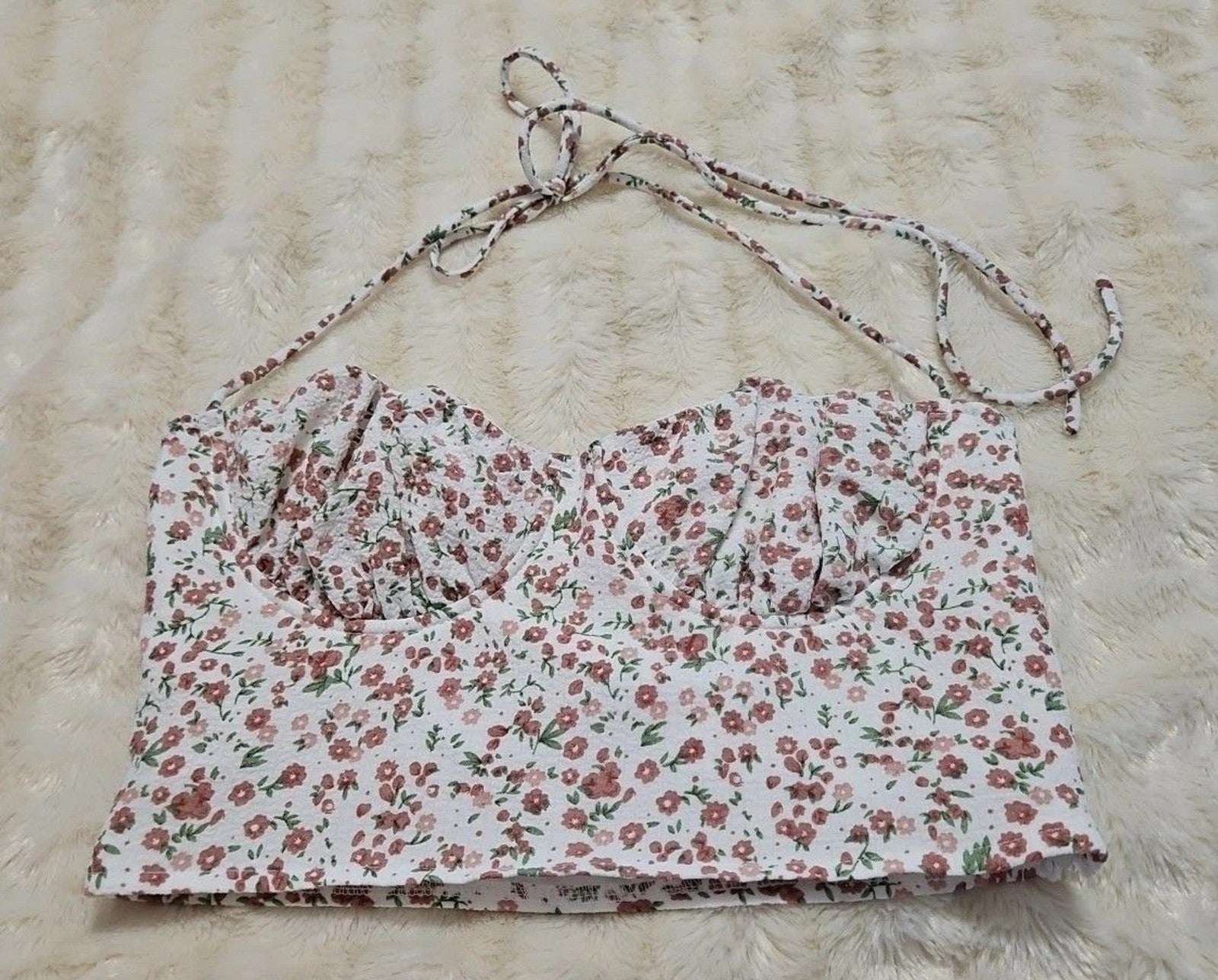 Princess Polly Womens Size 4  Acer Bustier Cropped White Floral Top