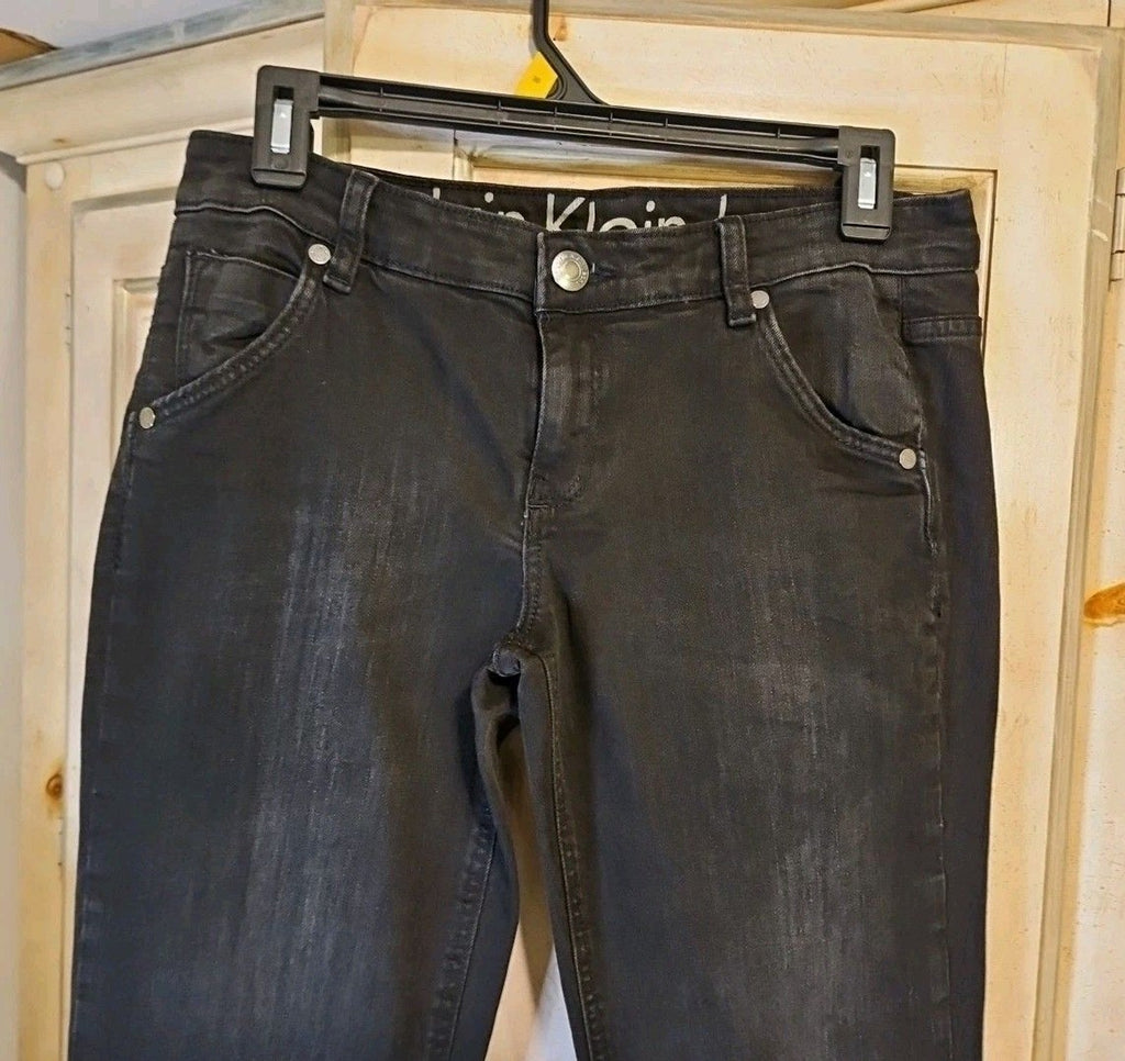 Calvin Klein Black Jeans Rhinestone Accent Pockets Size 29/8 Petite