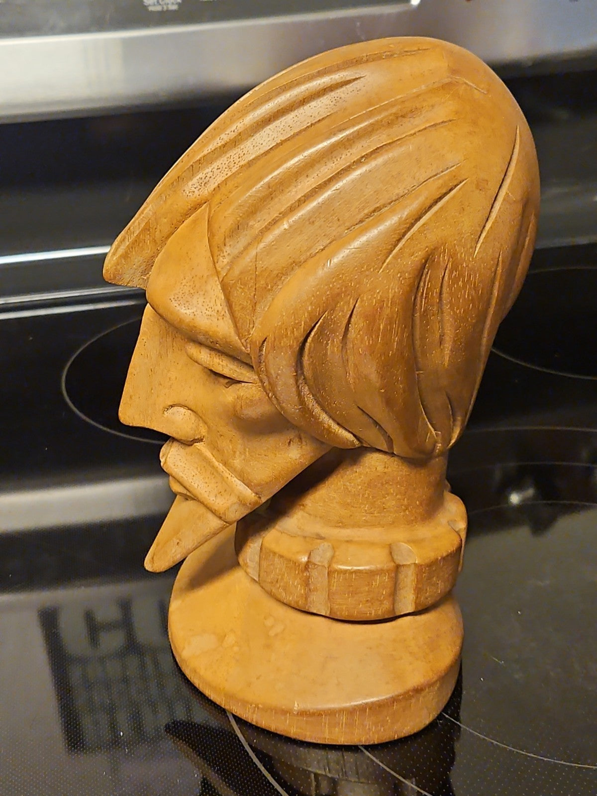 Vintage Wooden Carving Don Quixote Head Bust Medium Size 8.5"