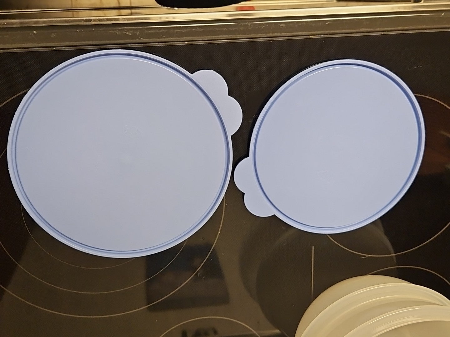 Set Of 2 Vintage Tupperware Wonderlier Bowls W Blue Lids 8 3/4 & 12 Cup