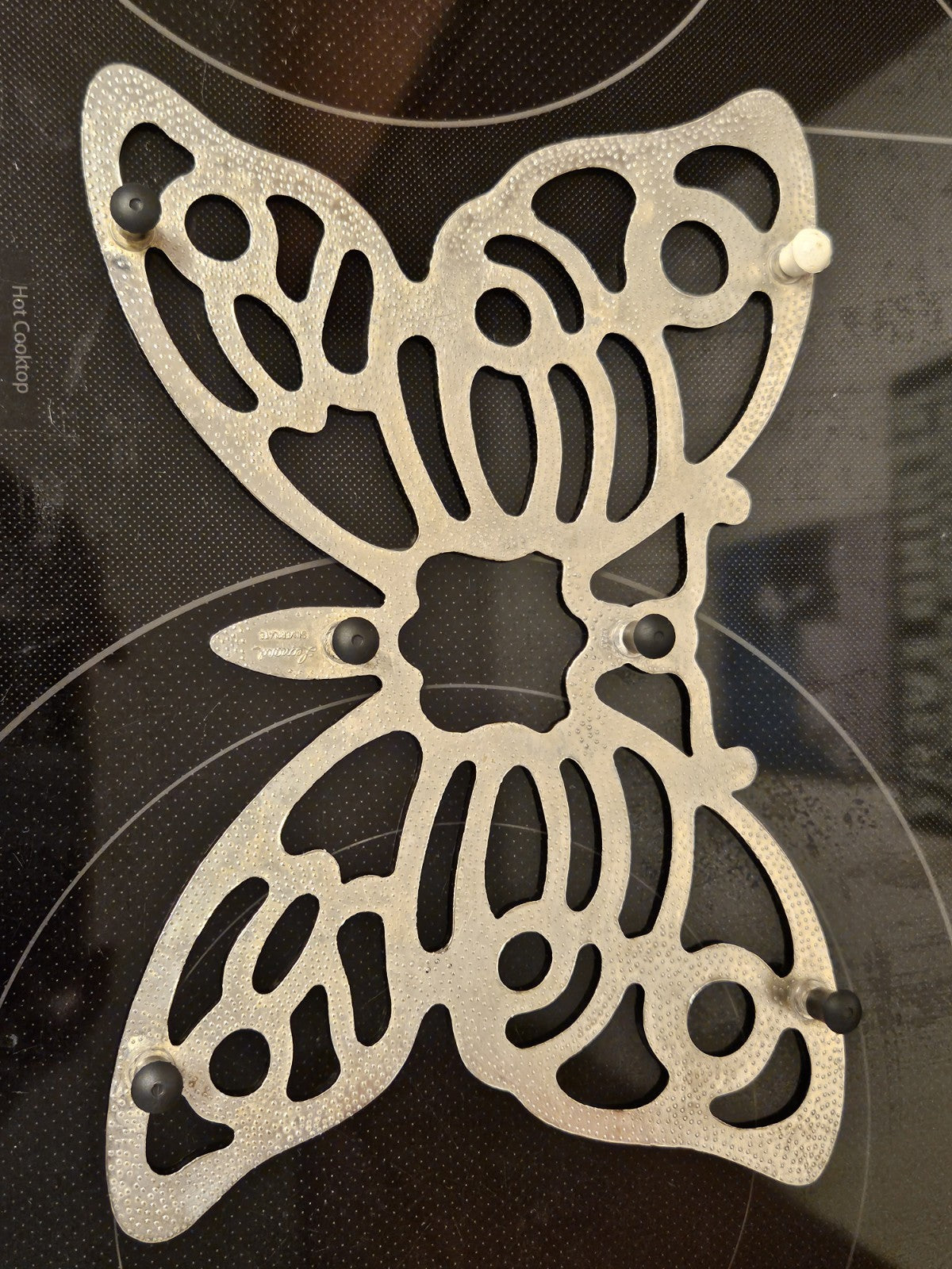 Vintage Leonard Silver Plated Butterfly Trivet Wall Hanging Made In Italy