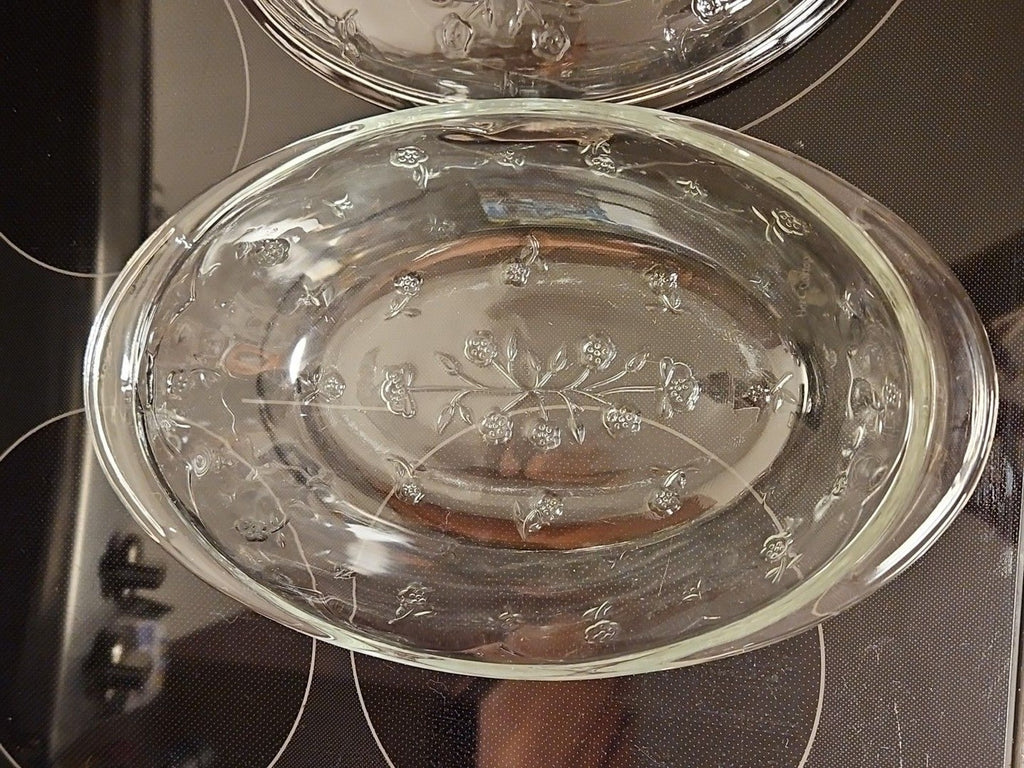 Vintage 90s Anchor Hocking Savannah Floral Glass 2 Qt Casserole Dish W Lid