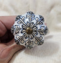 NWT Pier 1 White Porcelain Flower W/ Blue Design Drawer Pull Cabinet Knob 2"