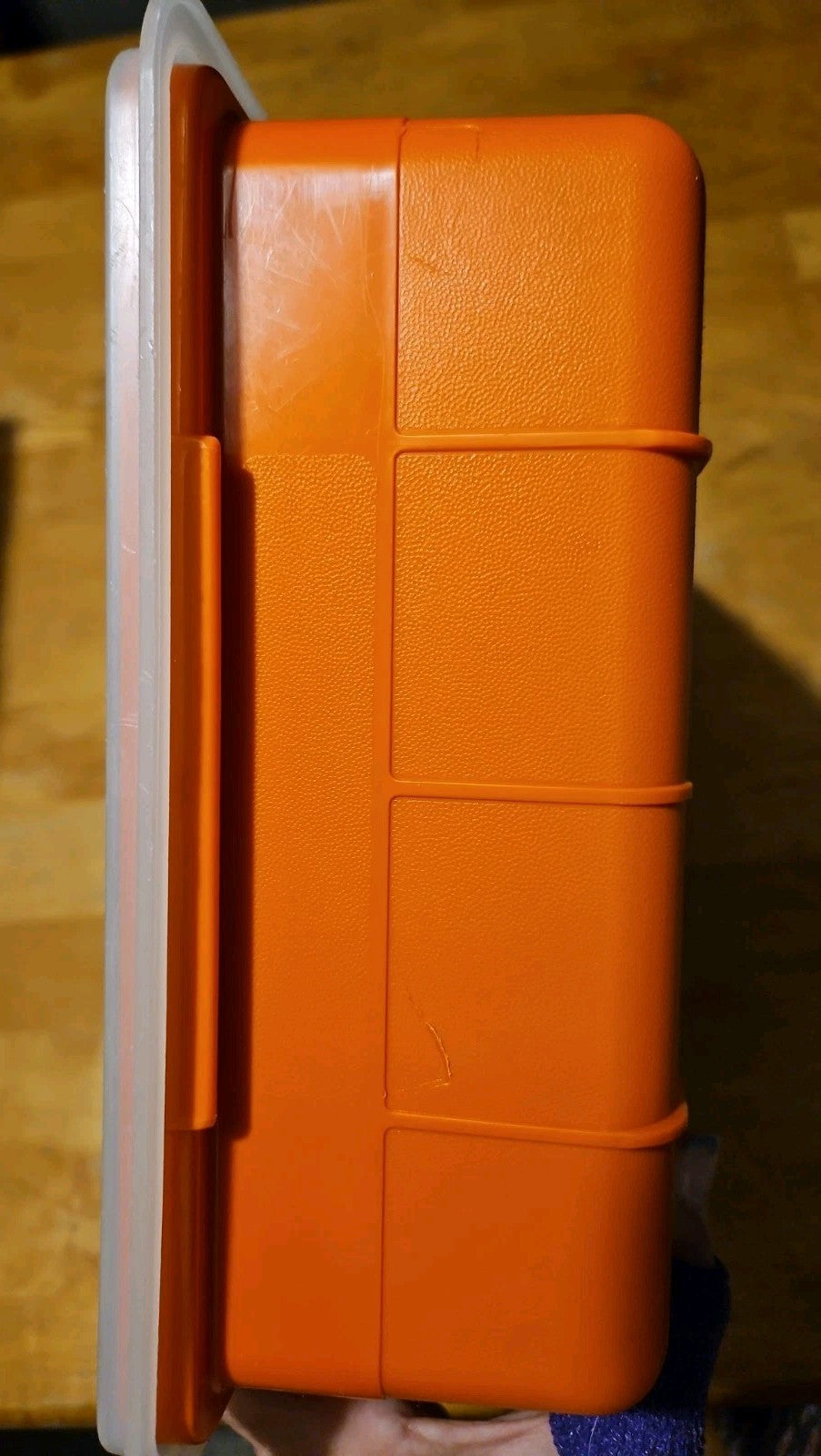 Vintage Tupperware Tuppercraft Orange #1421 Craft Storage Box W/ Lid & 2 Inserts