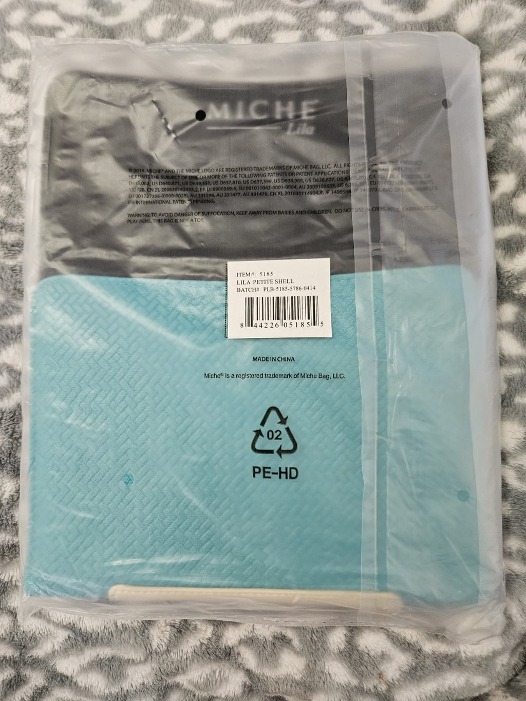 New In Package Retired Miche Petite Shell Lila Teal & White Faux Leather