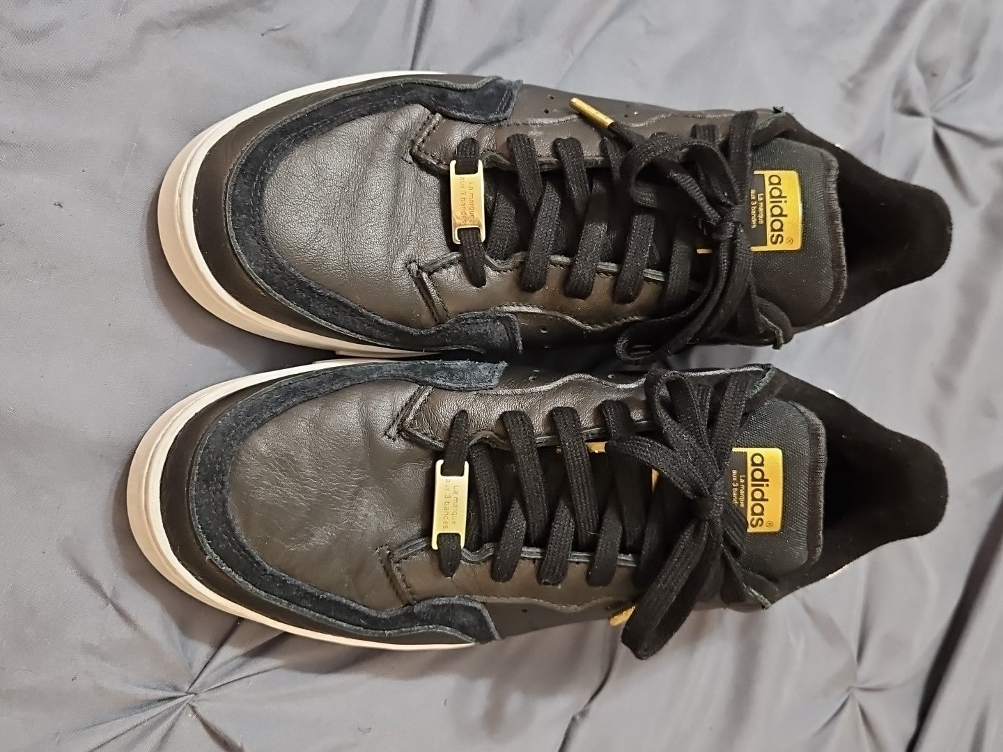 Adidas La Marque Aux 3 Bandes Mens Black Sneakers EH1690 SZ 10.5