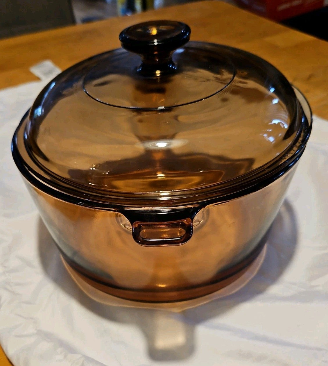 Vintage Corning Ware Vision 8" 2.5qt Brown Glass Pot with Lid