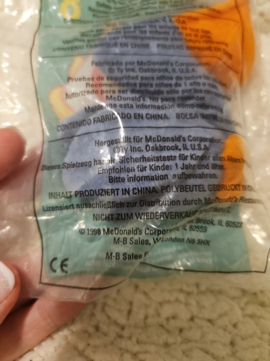 McDonald's Ty Teenie Beanie Babies Scoop 1998/1993 Tag Error NIP