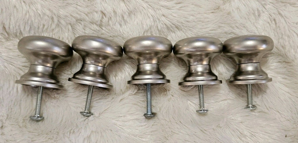 Set of 5 Liberty Brushed Nickel Cabinet Knobs Drawer Pulls 1.5" Diam.